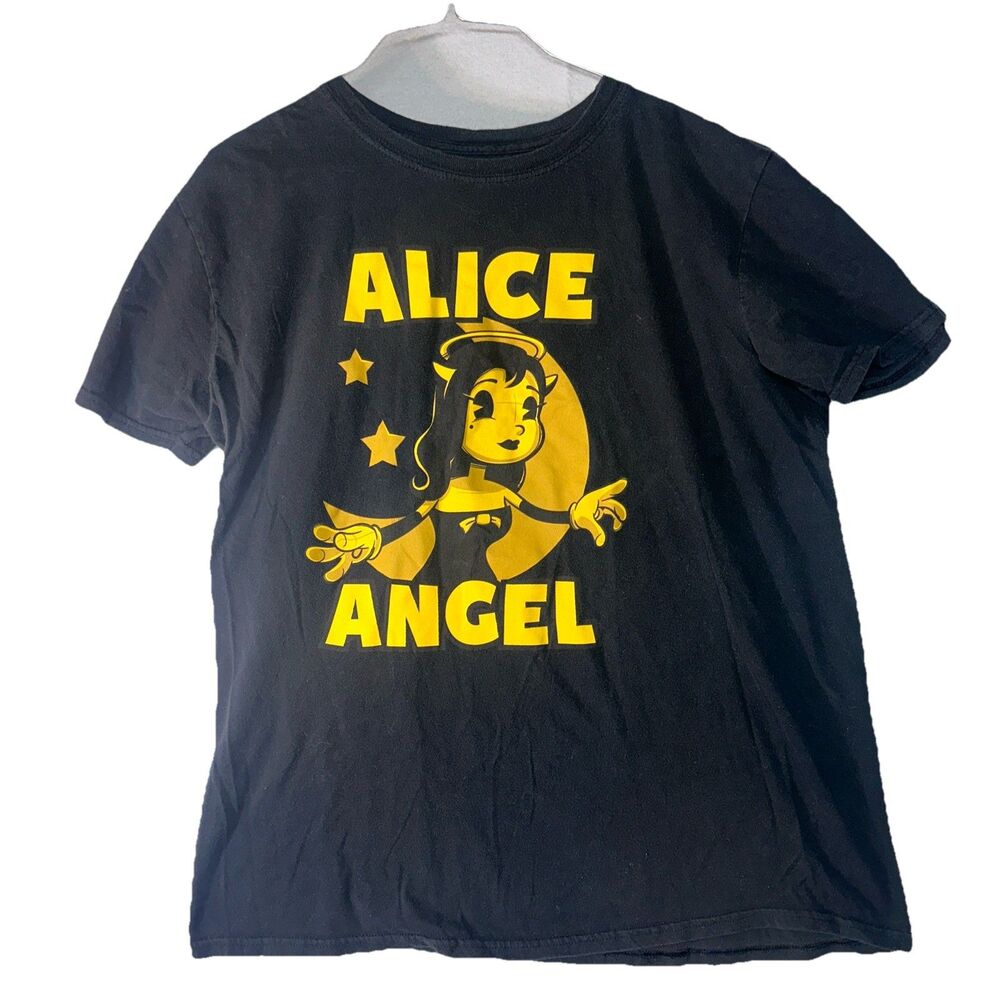 Bendy And The Ink Machine Alice Angel Moon Stars Yellow Art T-Shirt Black Large